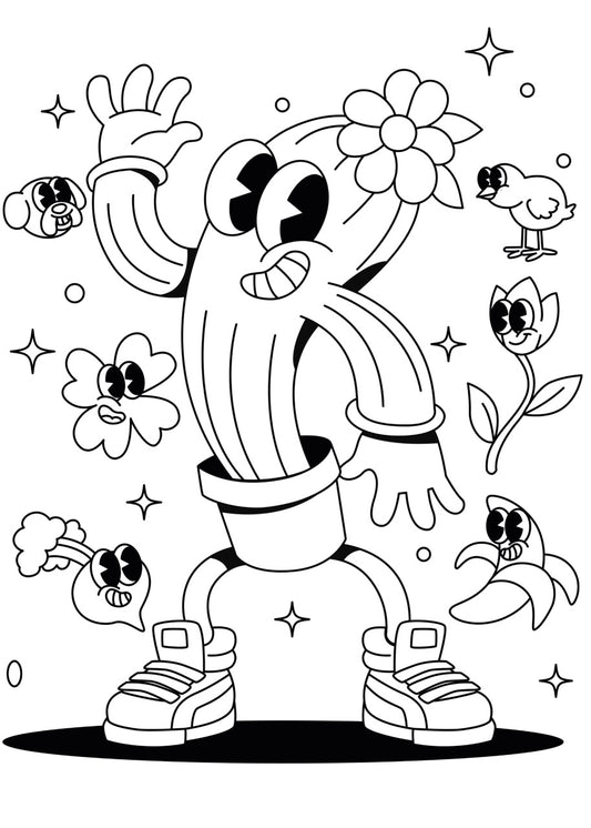 Sticker mural " Funky Kaktus” – Repositionnable et sans colle