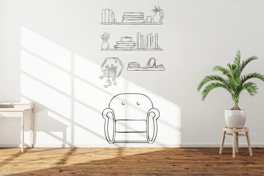 Papier Peint à colorier - Etagères