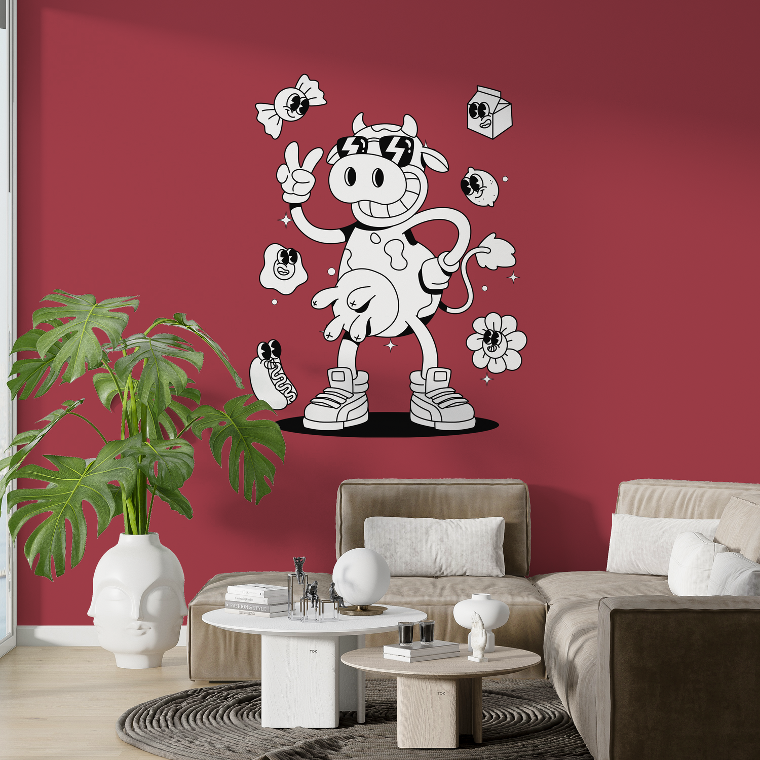 Cartoons - Stickers muraux à colorier pour adultes - Les Petits Papiers- coloriage géant - papier peint - sticker