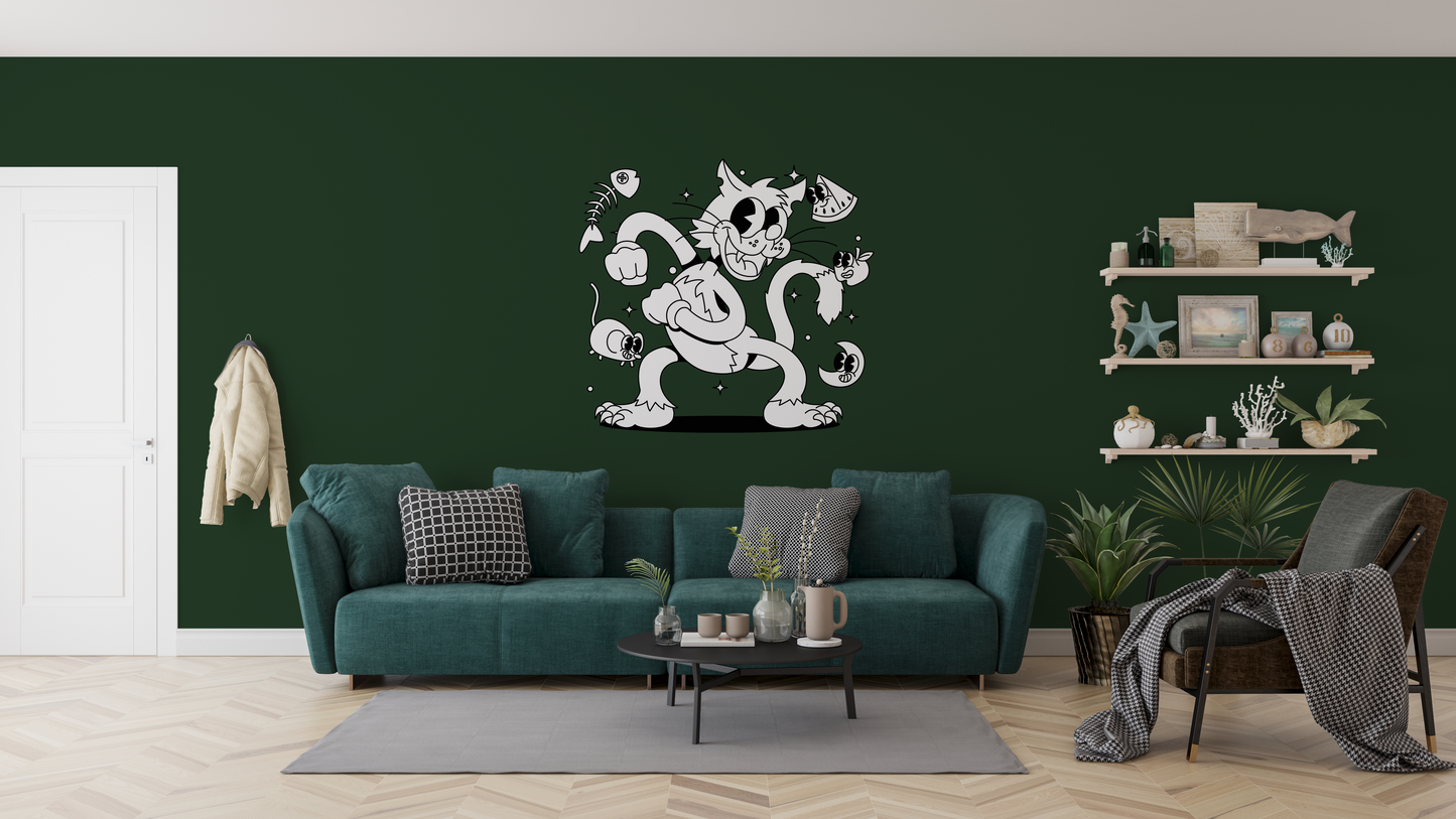 Sticker mural " Chat Chat Chat” – Repositionnable et sans colle