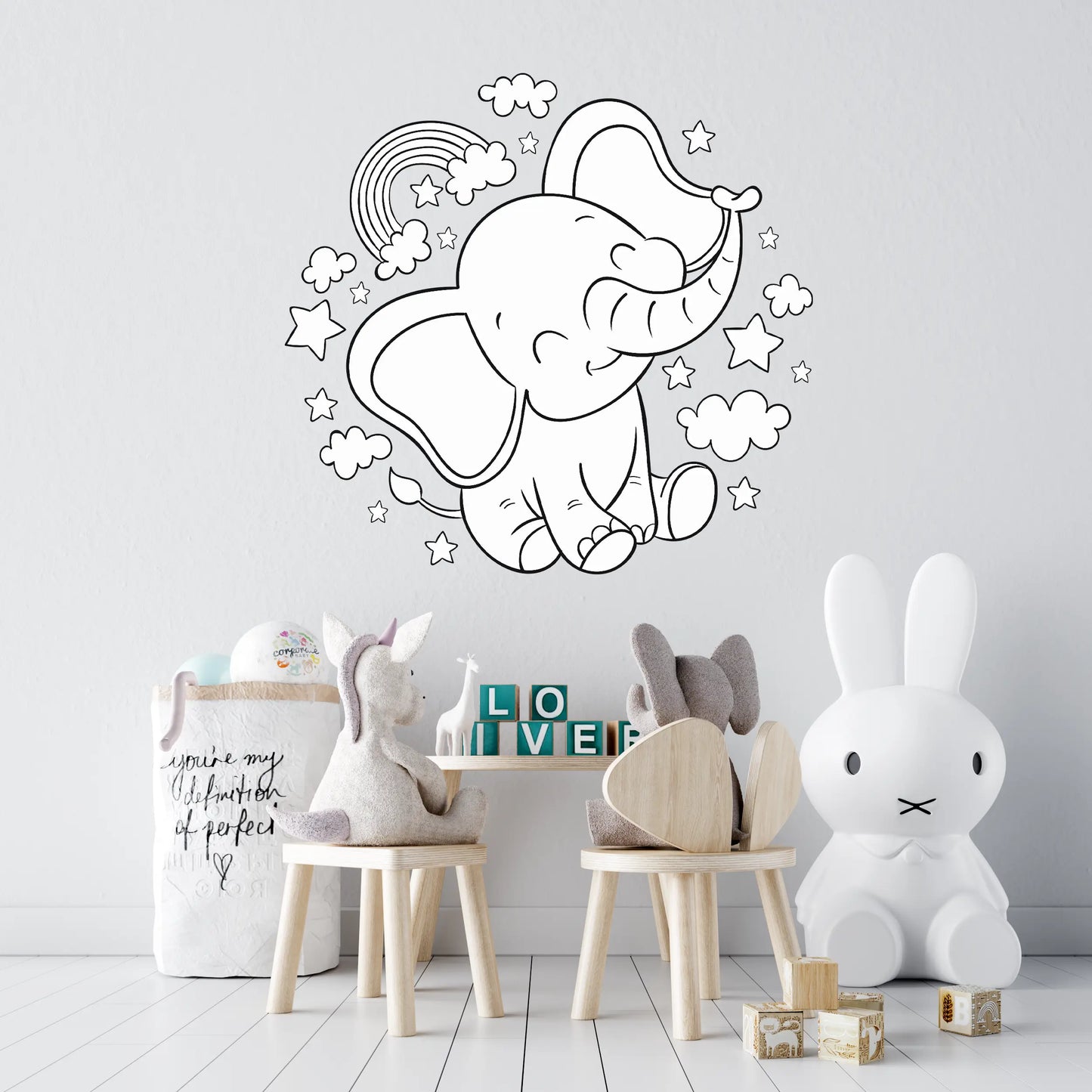 Sticker mural “Elephant Rêveur” – Repositionnable et sans colle