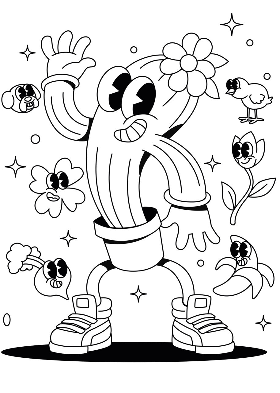 Sticker mural " Funky Kaktus” – Repositionnable et sans colle