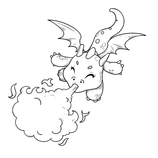 Sticker mural “Fumeton le Dragon” – Repositionnable et sans colle