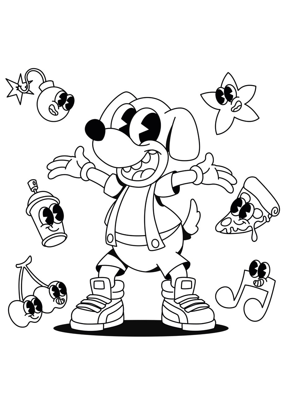 Sticker mural " Funky Doggo” – Repositionnable et sans colle