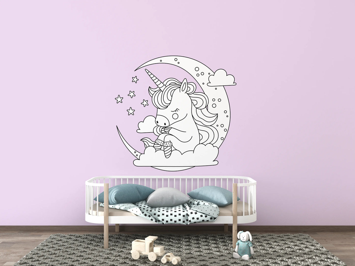 Sticker Licorne “Rêve étoilé” – Repositionnable et sans colle