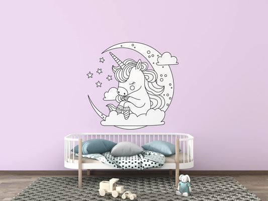 Sticker Licorne “Rêve étoilé” – Repositionnable et sans colle