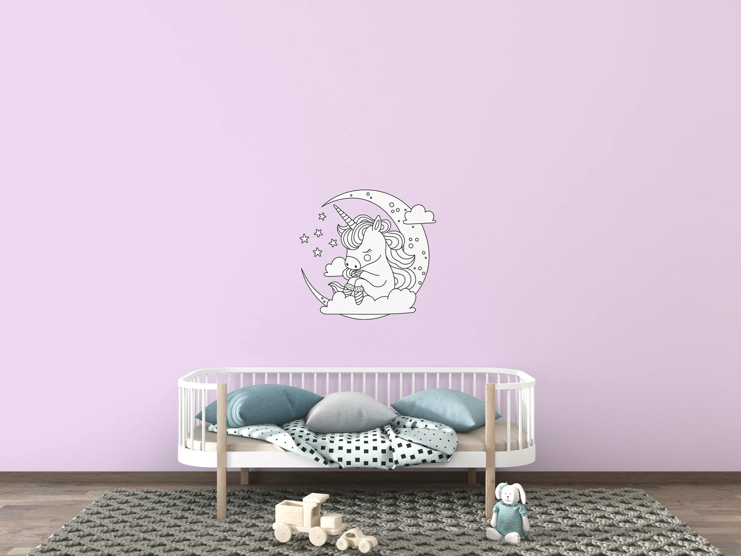 Sticker Licorne “Rêve étoilé” – Repositionnable et sans colle