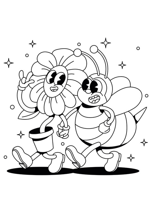 Sticker mural "Mimi & Butine” – Repositionnable et sans colle