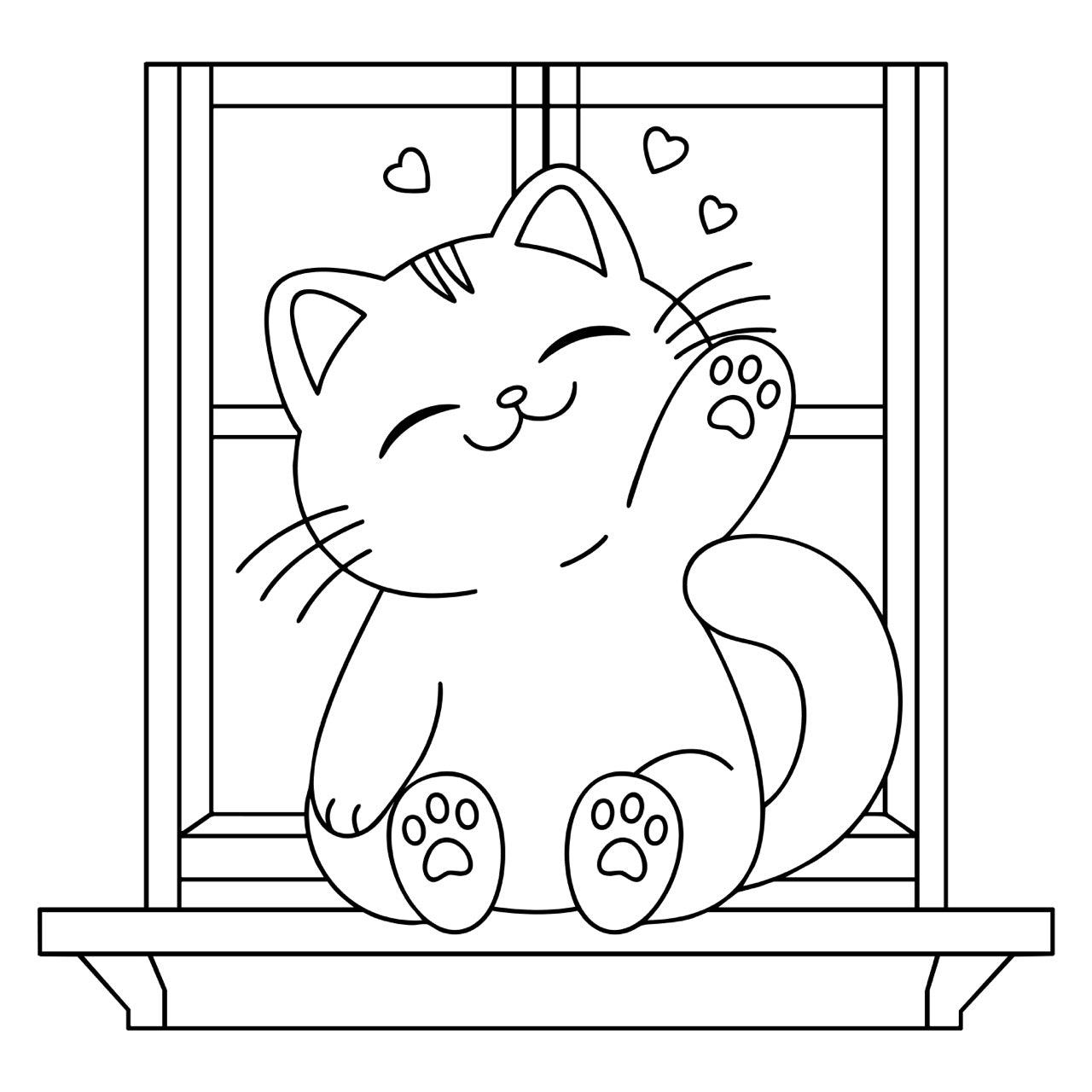 Sticker mural “Mimi à la fenêtre” – Repositionnable et sans colle