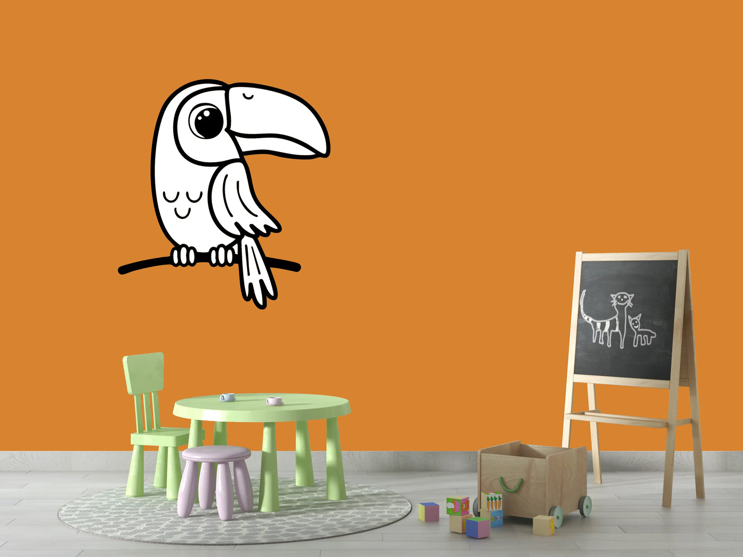 Sticker mural “Pépito le Perroquet” – Repositionnable et sans colle