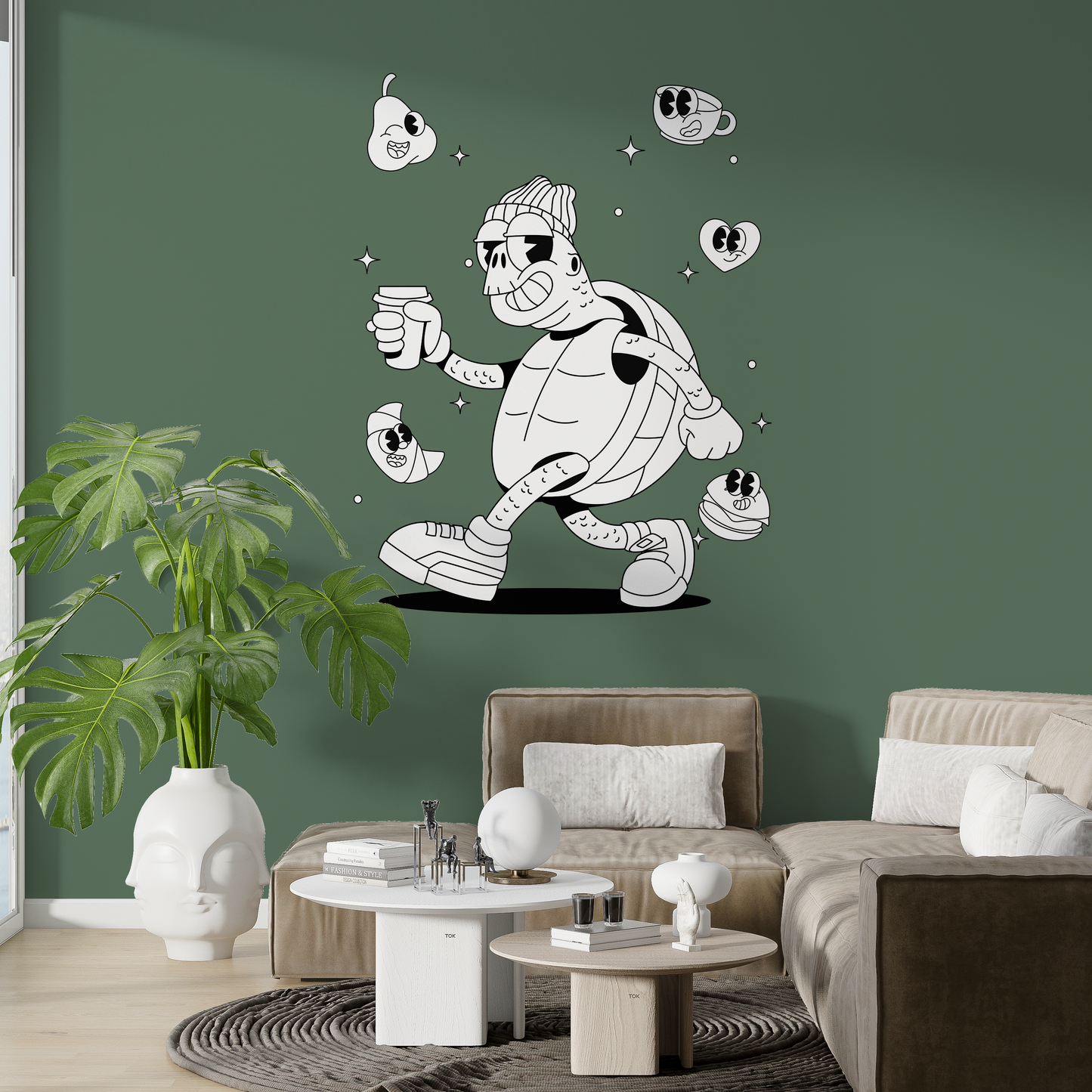 Sticker mural "Tortue Chill” – Repositionnable et sans colle