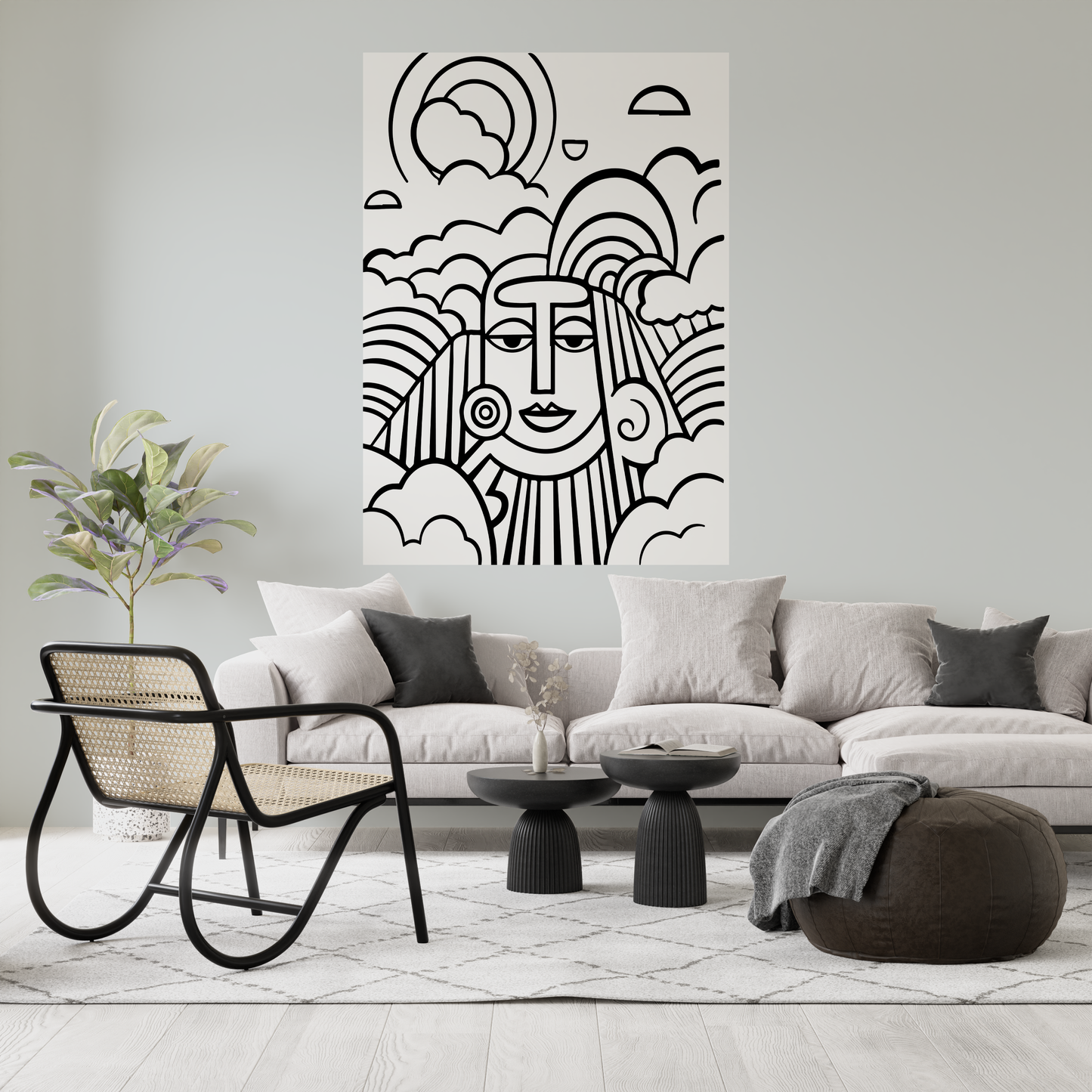 Sticker mural "Zéphir" – Repositionnable et sans colle