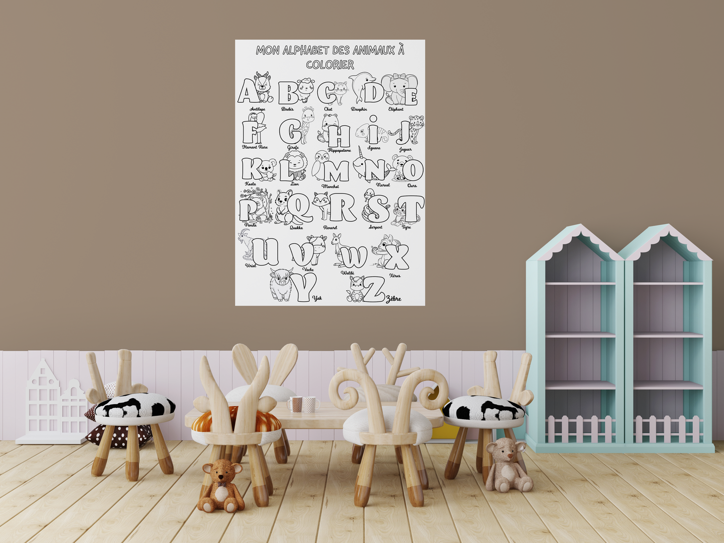 Sticker mural "l'Alphabet des Animaux" – Repositionnable et sans colle