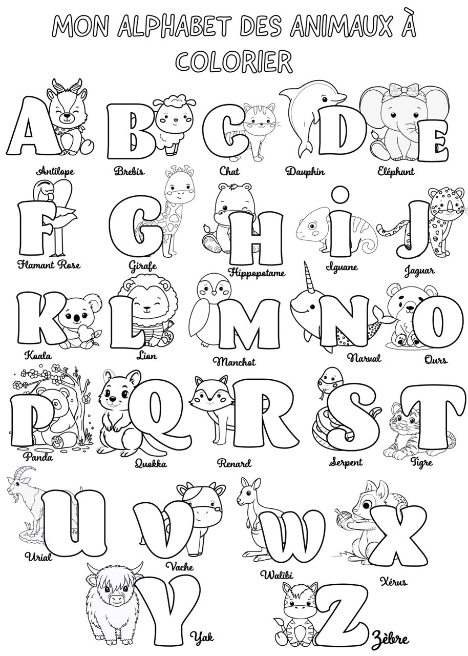 Sticker mural "l'Alphabet des Animaux" – Repositionnable et sans colle