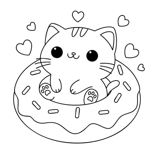 Sticker Chat “Bouée Sucrée” – Repositionnable et sans colle