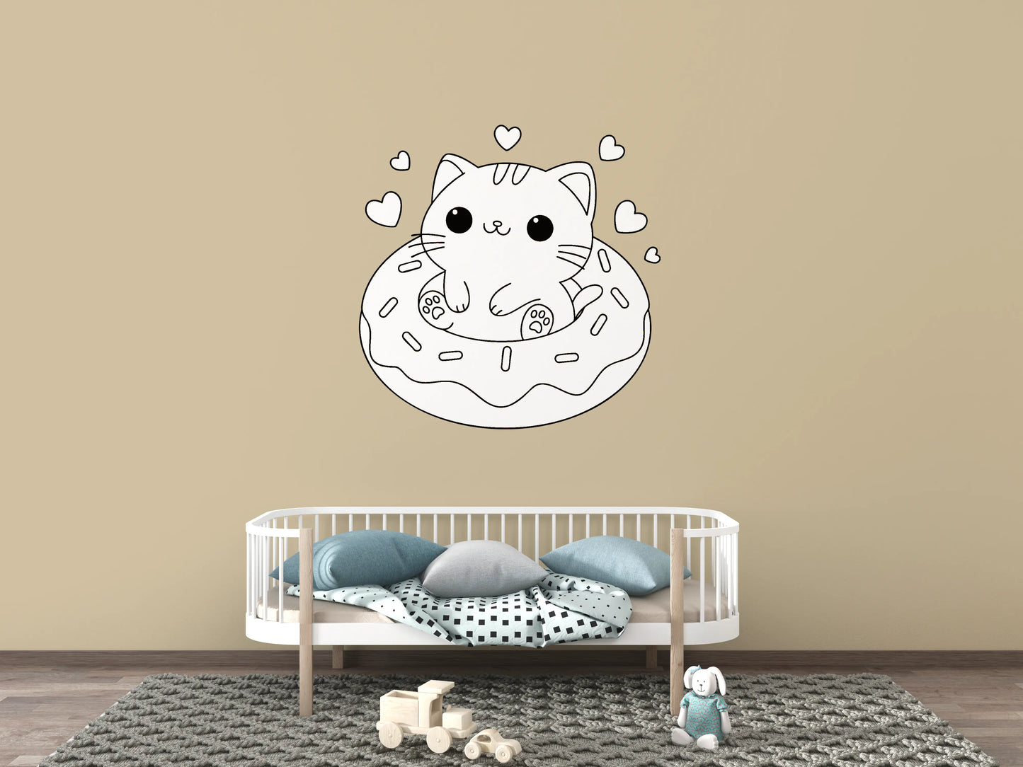 Sticker Chat “Bouée Sucrée” – Repositionnable et sans colle