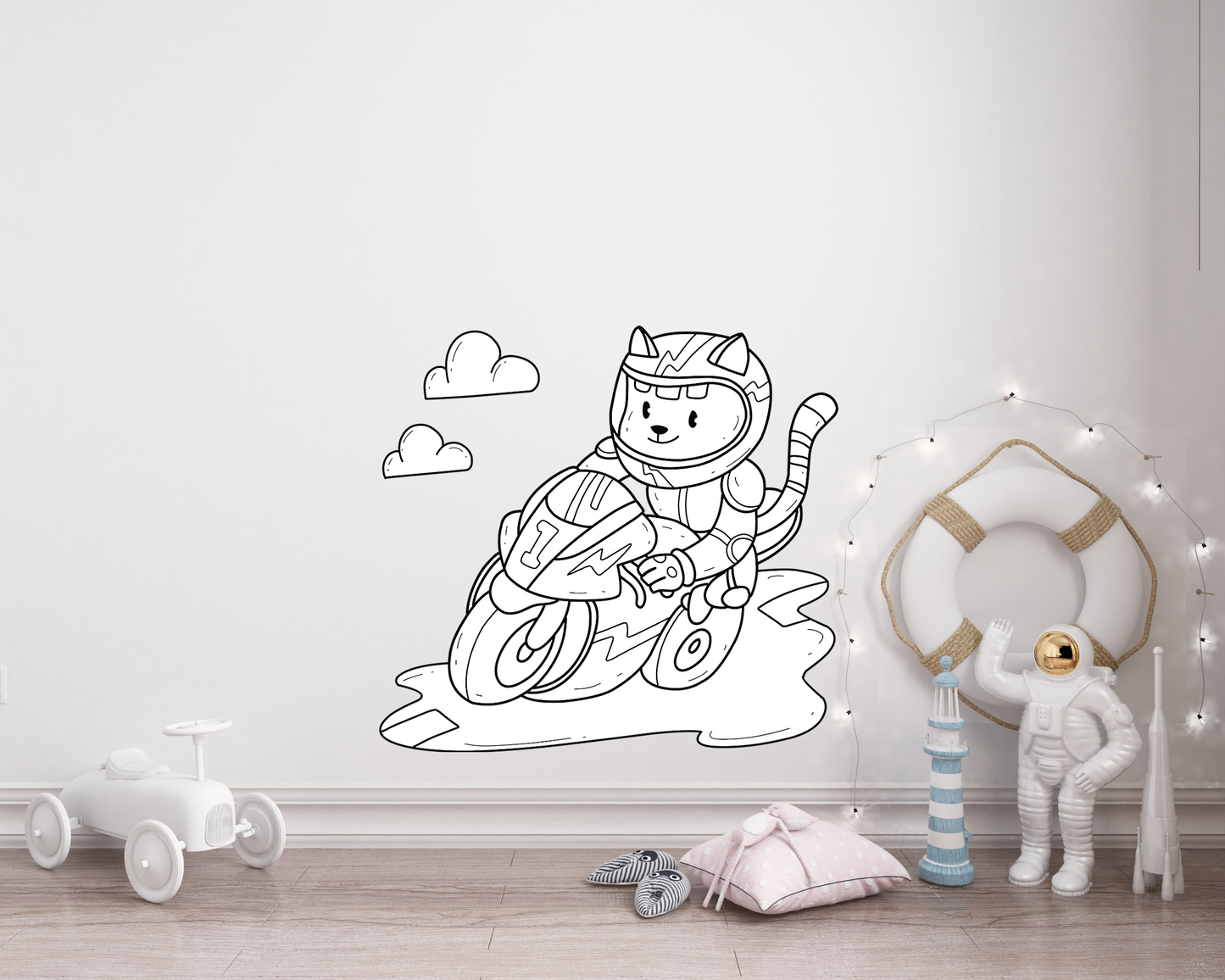 Sticker mural “Turbochat” – Repositionnable et sans colle