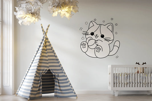 Sticker mural “Chaton malicieux” – Repositionnable et sans colle