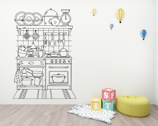Sticker mural coloriable "Dinette " – Repositionnable et sans colle