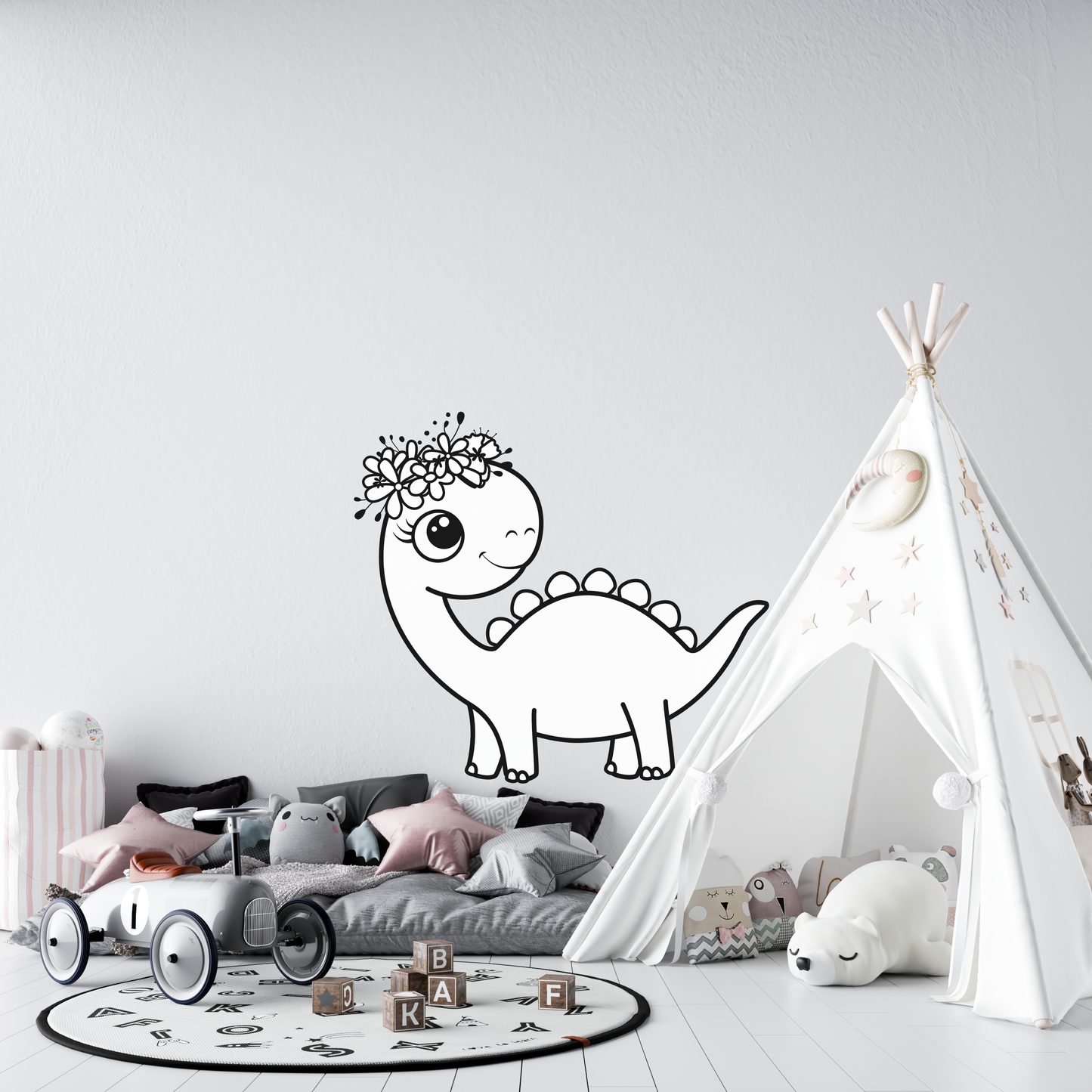 Sticker mural “Dina la Doudourex” – Repositionnable et sans colle