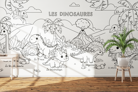 Papier Peint à colorier - Dinosaures