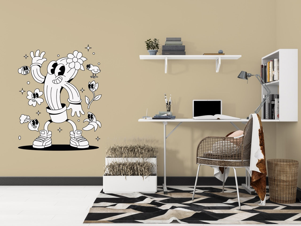 Sticker mural " Funky Kaktus” – Repositionnable et sans colle