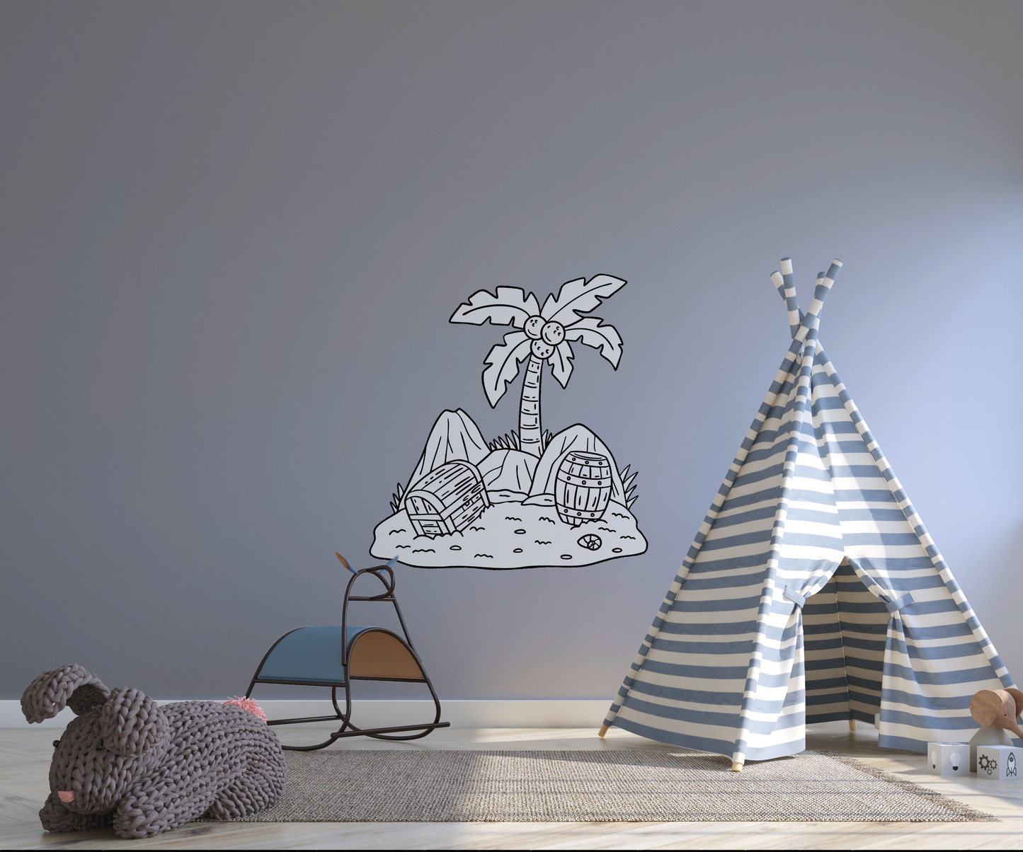 Sticker mural “L'île au trésor” – Repositionnable et sans colle