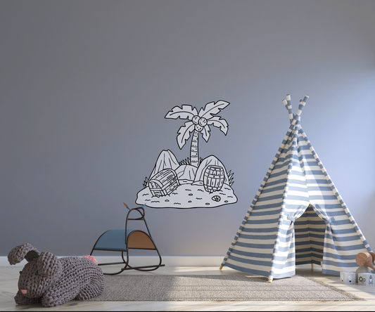 Sticker mural “L'île au trésor” – Repositionnable et sans colle