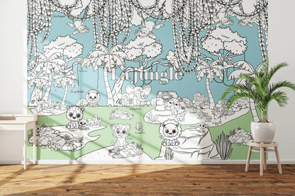 Papier Peint à colorier - Dans la jungle