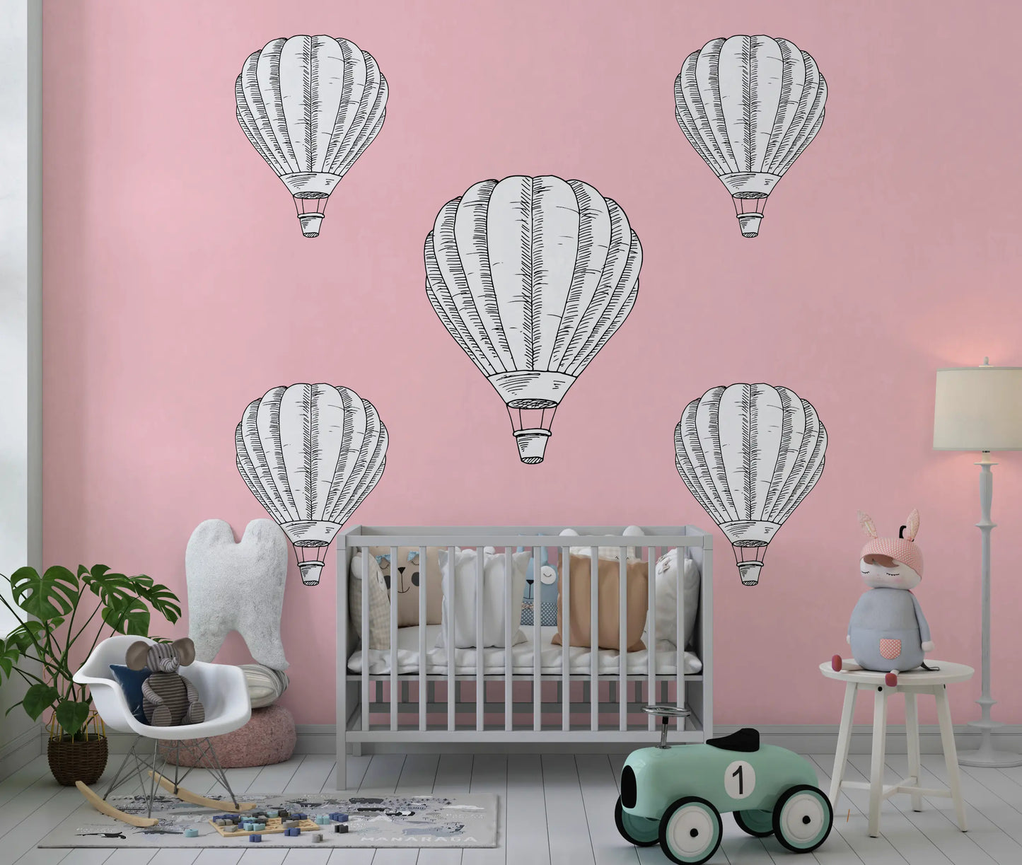 Sticker mural “Montgolfière Bohème” – Repositionnable et sans colle