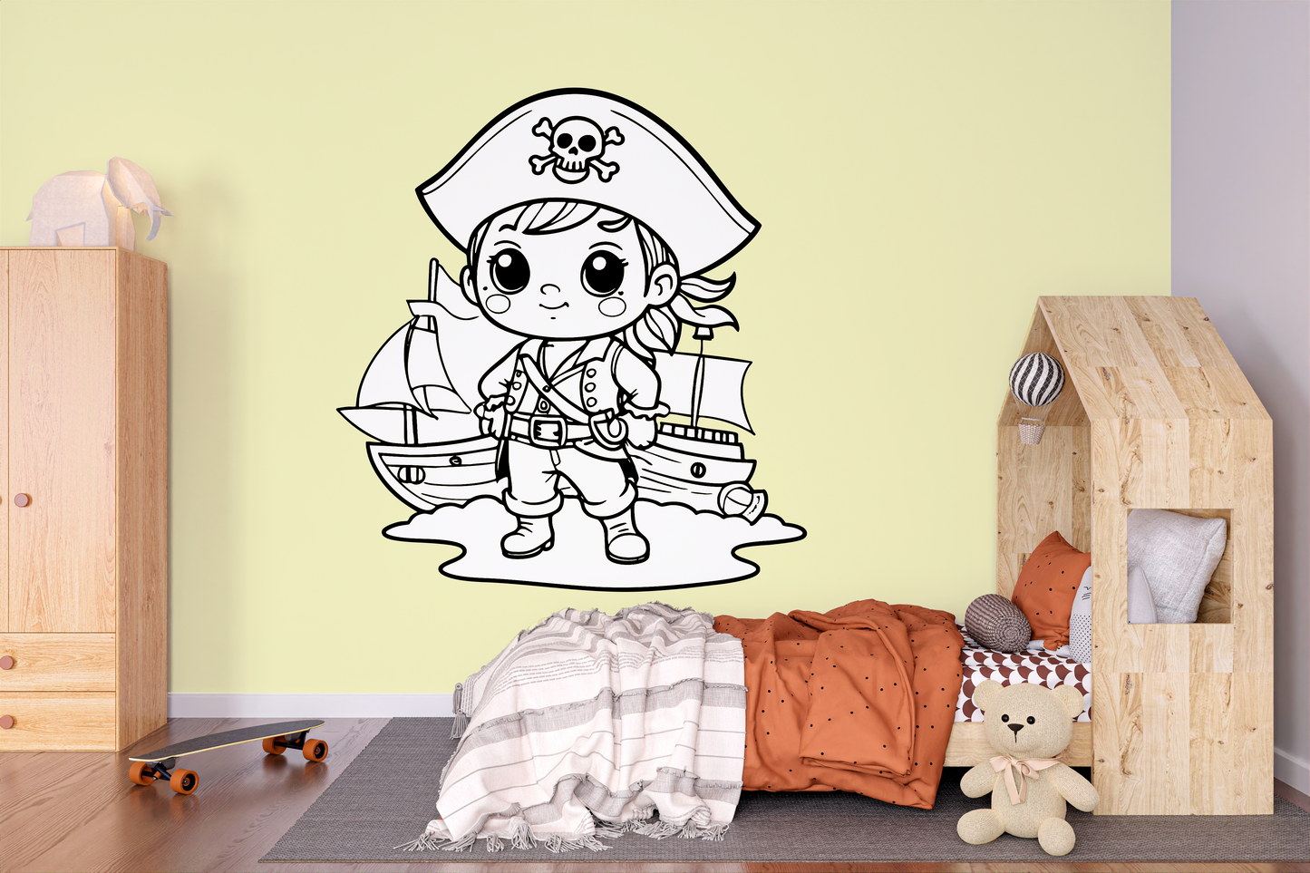 Sticker mural "Pirate !" – Repositionnable et sans colle