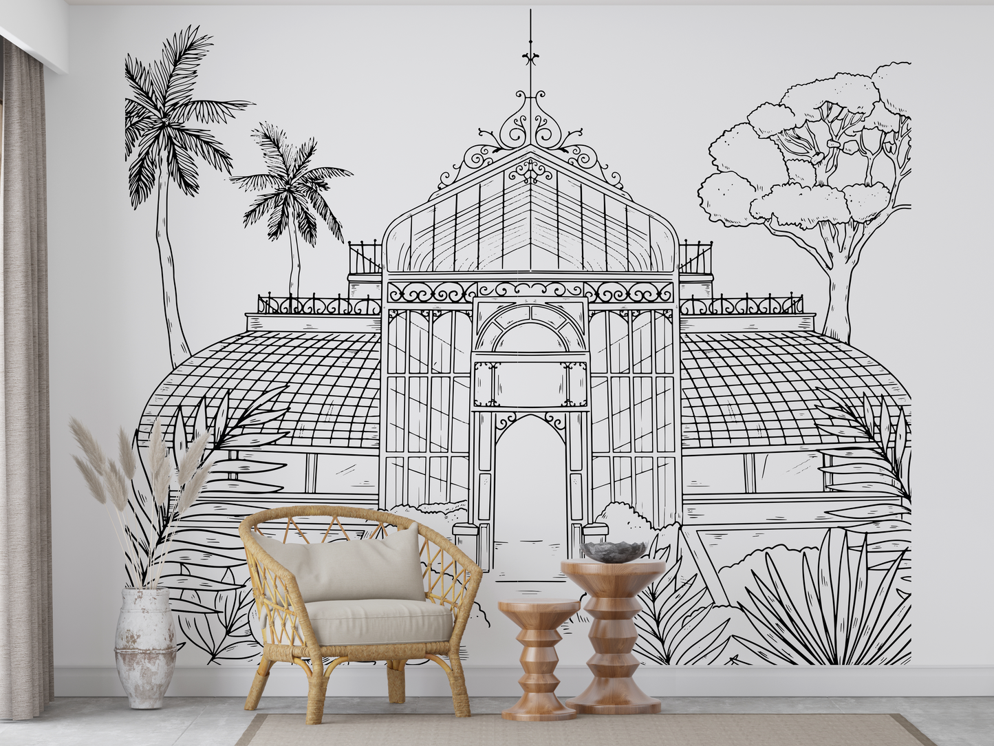 Papier Peint Panoramique à colorier - Serre Apaisante