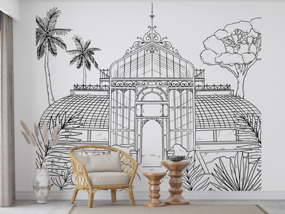 Papier Peint Panoramique à colorier - Serre Apaisante