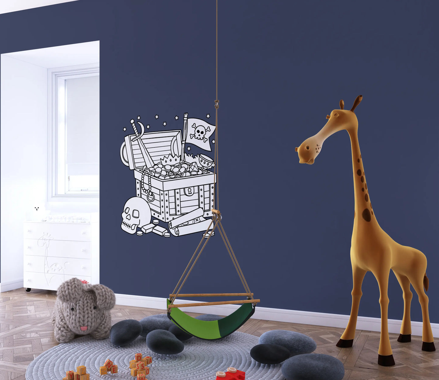 Sticker mural “Trésor de pirates” – Repositionnable et sans colle